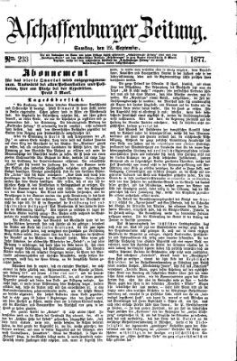 Aschaffenburger Zeitung Samstag 22. September 1877