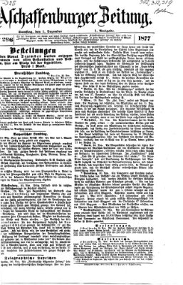 Aschaffenburger Zeitung Samstag 1. Dezember 1877