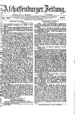 Aschaffenburger Zeitung Samstag 15. Dezember 1877