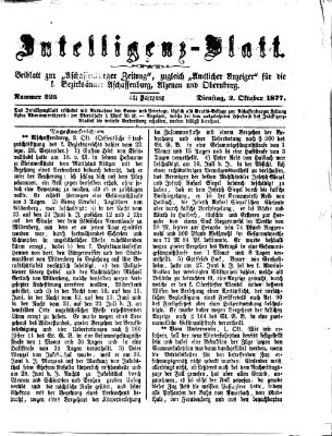Aschaffenburger Zeitung Dienstag 2. Oktober 1877