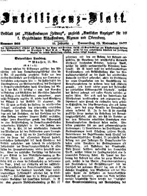 Aschaffenburger Zeitung Donnerstag 15. November 1877