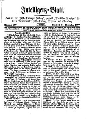 Aschaffenburger Zeitung Mittwoch 21. November 1877
