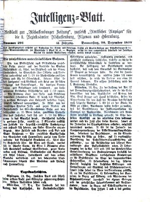 Aschaffenburger Zeitung Donnerstag 20. Dezember 1877