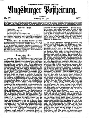Augsburger Postzeitung Mittwoch 25. Juli 1877