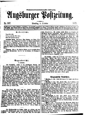 Augsburger Postzeitung Dienstag 9. Oktober 1877
