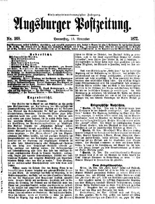 Augsburger Postzeitung Donnerstag 15. November 1877