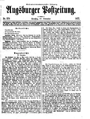 Augsburger Postzeitung Dienstag 27. November 1877