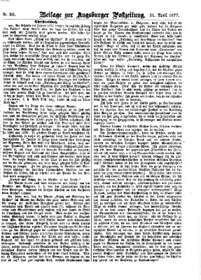 Augsburger Postzeitung Samstag 21. April 1877