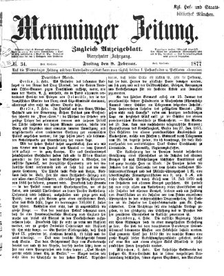 Memminger Zeitung Freitag 9. Februar 1877