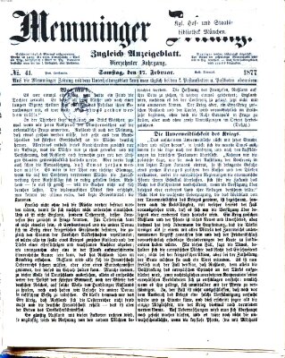 Memminger Zeitung Samstag 17. Februar 1877