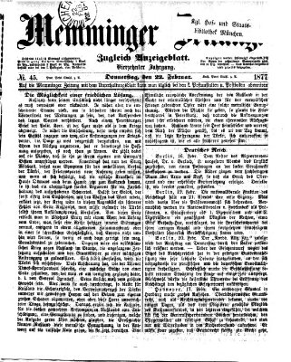 Memminger Zeitung Donnerstag 22. Februar 1877