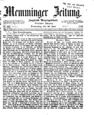 Memminger Zeitung Donnerstag 28. Juni 1877