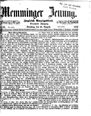 Memminger Zeitung Dienstag 21. August 1877