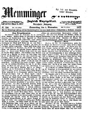Memminger Zeitung Donnerstag 1. November 1877
