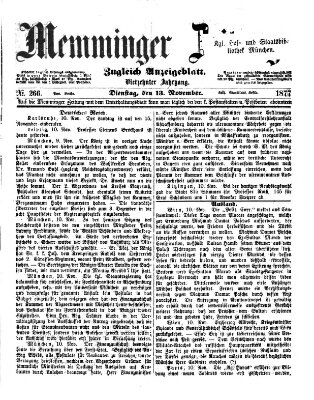 Memminger Zeitung Dienstag 13. November 1877