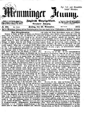 Memminger Zeitung Freitag 30. November 1877