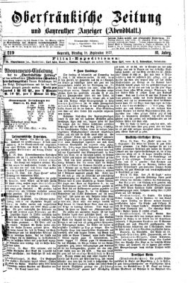 Oberfränkische Zeitung und Bayreuther Anzeiger (Bayreuther Anzeiger) Dienstag 18. September 1877