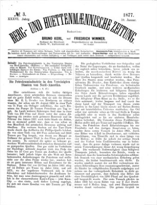 Berg- und hüttenmännische Zeitung Freitag 19. Januar 1877