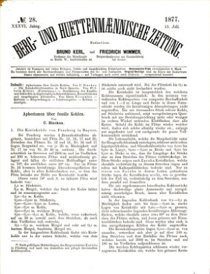 Berg- und hüttenmännische Zeitung Freitag 13. Juli 1877