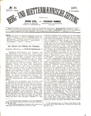 Berg- und hüttenmännische Zeitung Freitag 2. November 1877