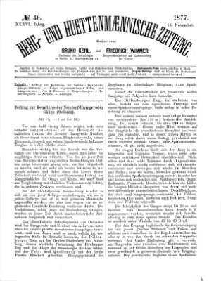 Berg- und hüttenmännische Zeitung Freitag 16. November 1877