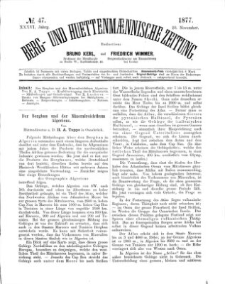 Berg- und hüttenmännische Zeitung Freitag 23. November 1877