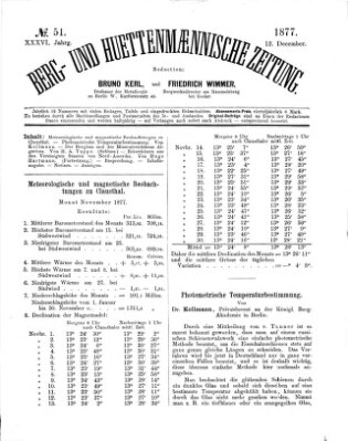 Berg- und hüttenmännische Zeitung Mittwoch 12. Dezember 1877