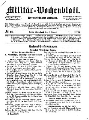 Militär-Wochenblatt Samstag 4. August 1877