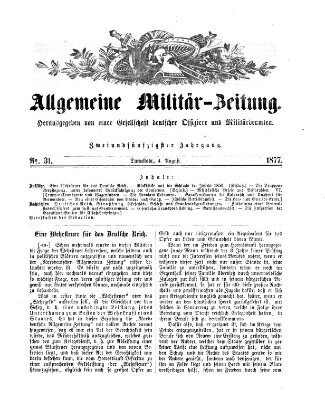 Allgemeine Militär-Zeitung Samstag 4. August 1877
