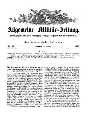 Allgemeine Militär-Zeitung Samstag 20. Oktober 1877