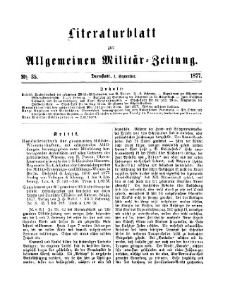 Allgemeine Militär-Zeitung Samstag 1. September 1877