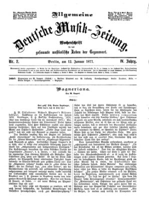 Allgemeine deutsche Musikzeitung Freitag 12. Januar 1877
