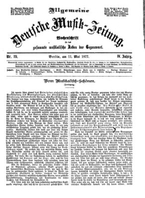 Allgemeine deutsche Musikzeitung Freitag 11. Mai 1877