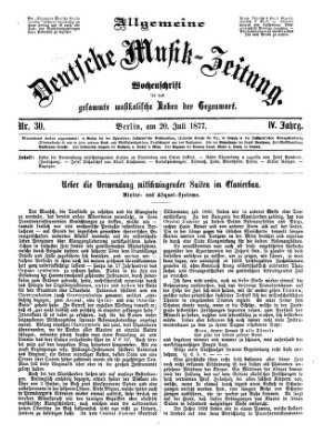 Allgemeine deutsche Musikzeitung Freitag 20. Juli 1877