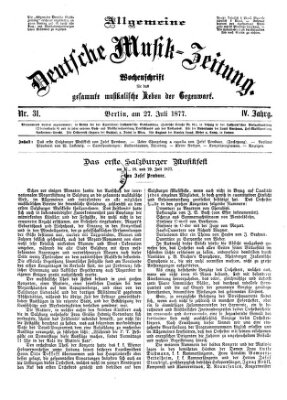 Allgemeine deutsche Musikzeitung Freitag 27. Juli 1877