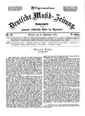 Allgemeine deutsche Musikzeitung Freitag 21. September 1877