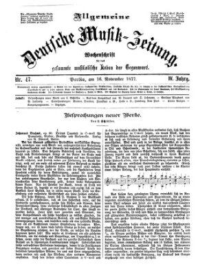 Allgemeine deutsche Musikzeitung Freitag 16. November 1877