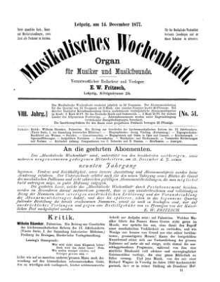 Musikalisches Wochenblatt Freitag 14. Dezember 1877