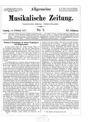 Allgemeine musikalische Zeitung Mittwoch 14. Februar 1877