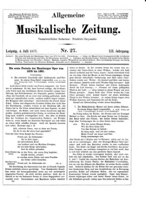 Allgemeine musikalische Zeitung Mittwoch 4. Juli 1877