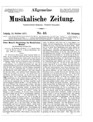 Allgemeine musikalische Zeitung Mittwoch 24. Oktober 1877