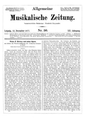 Allgemeine musikalische Zeitung Mittwoch 12. Dezember 1877