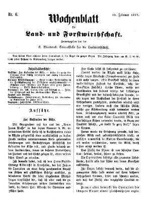 Wochenblatt für Land- und Forstwirthschaft Samstag 10. Februar 1877