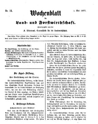 Wochenblatt für Land- und Forstwirthschaft Samstag 5. Mai 1877