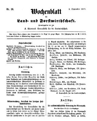 Wochenblatt für Land- und Forstwirthschaft Samstag 8. September 1877