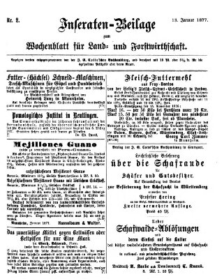 Wochenblatt für Land- und Forstwirthschaft Samstag 13. Januar 1877