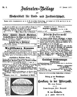 Wochenblatt für Land- und Forstwirthschaft Samstag 27. Januar 1877