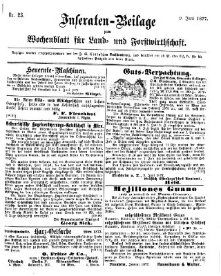 Wochenblatt für Land- und Forstwirthschaft Samstag 9. Juni 1877