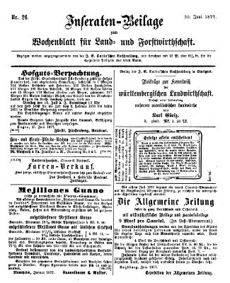 Wochenblatt für Land- und Forstwirthschaft Samstag 30. Juni 1877