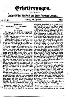 Erheiterungen (Aschaffenburger Zeitung) Montag 29. Januar 1877